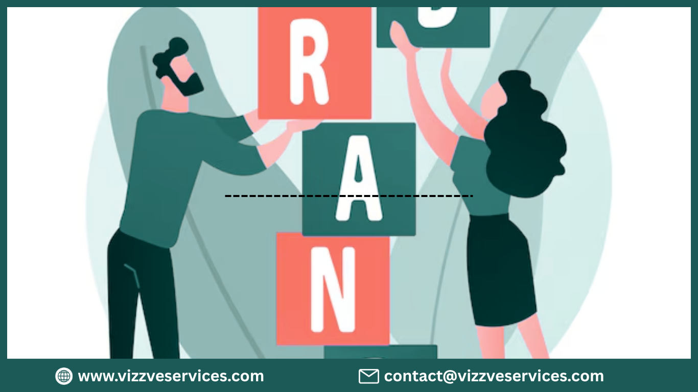 Team of designers building brand identity with typography and color blocks